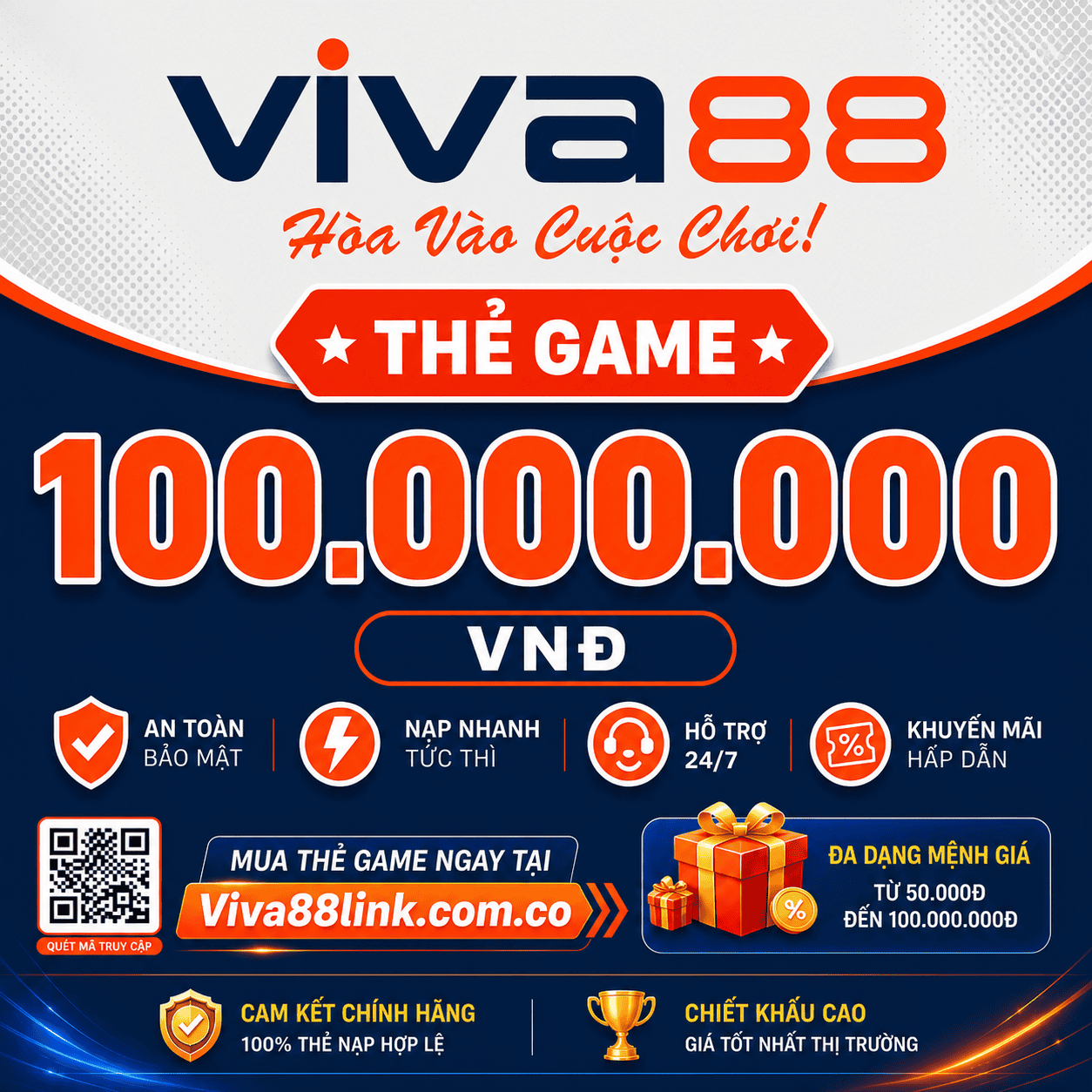 Thẻ Viva88 mệnh giá 100.000.000 VNĐ Thẻ Viva88 mệnh giá 100.000.000 VNĐ