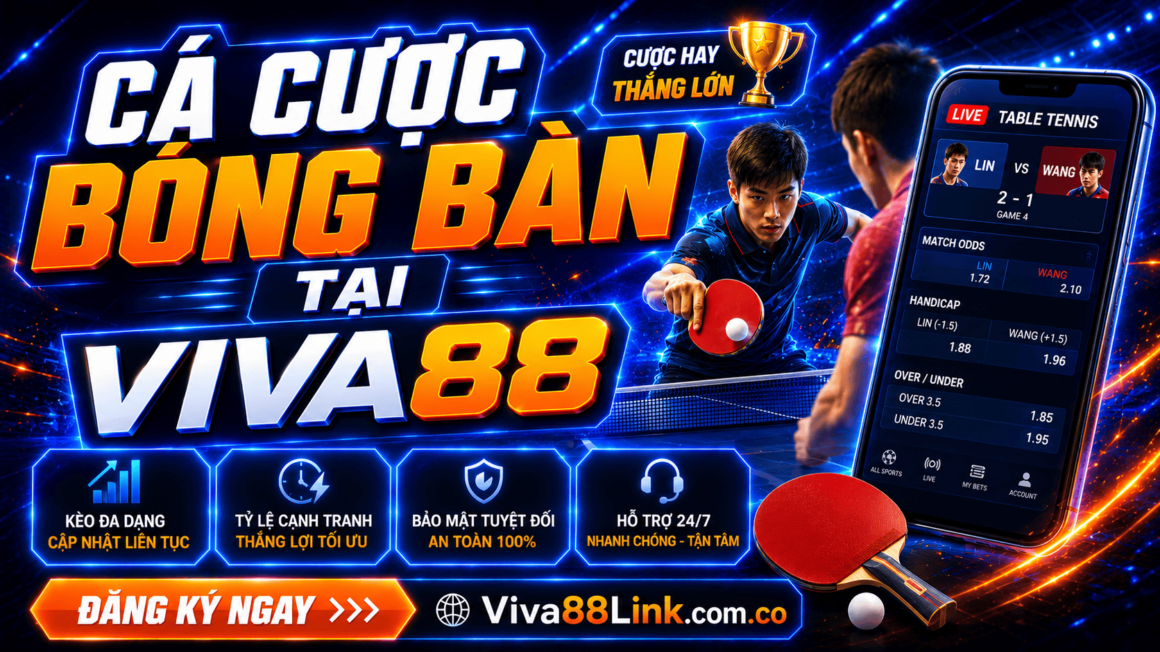Cá cược bóng bàn nổi bật tại nhà cái Viva88 Cá cược bóng bàn nổi bật tại nhà cái Viva88