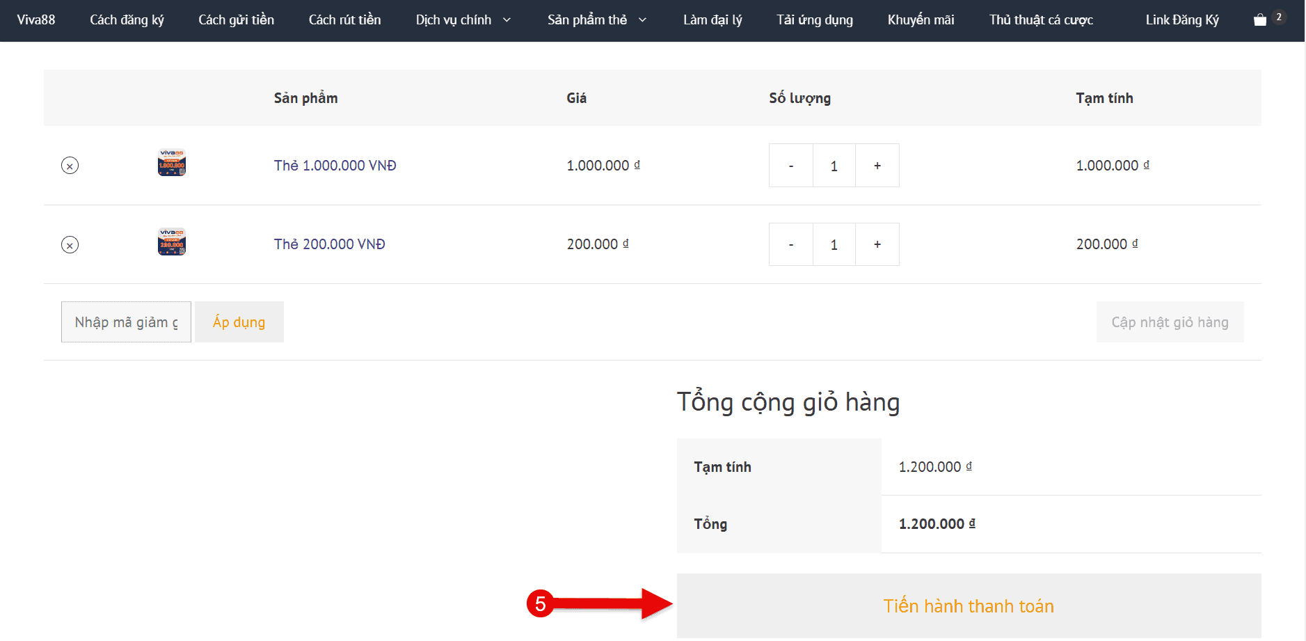 Hướng dẫn mua thẻ nạp Bước 5 Hướng dẫn mua thẻ nạp Bước 5