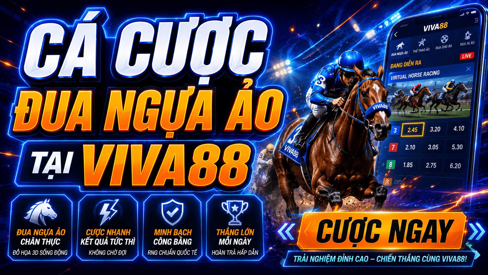 Cá cược đua ngựa hấp dẫn trong thể thao ảo Viva88 Cá cược đua ngựa hấp dẫn trong thể thao ảo Viva88