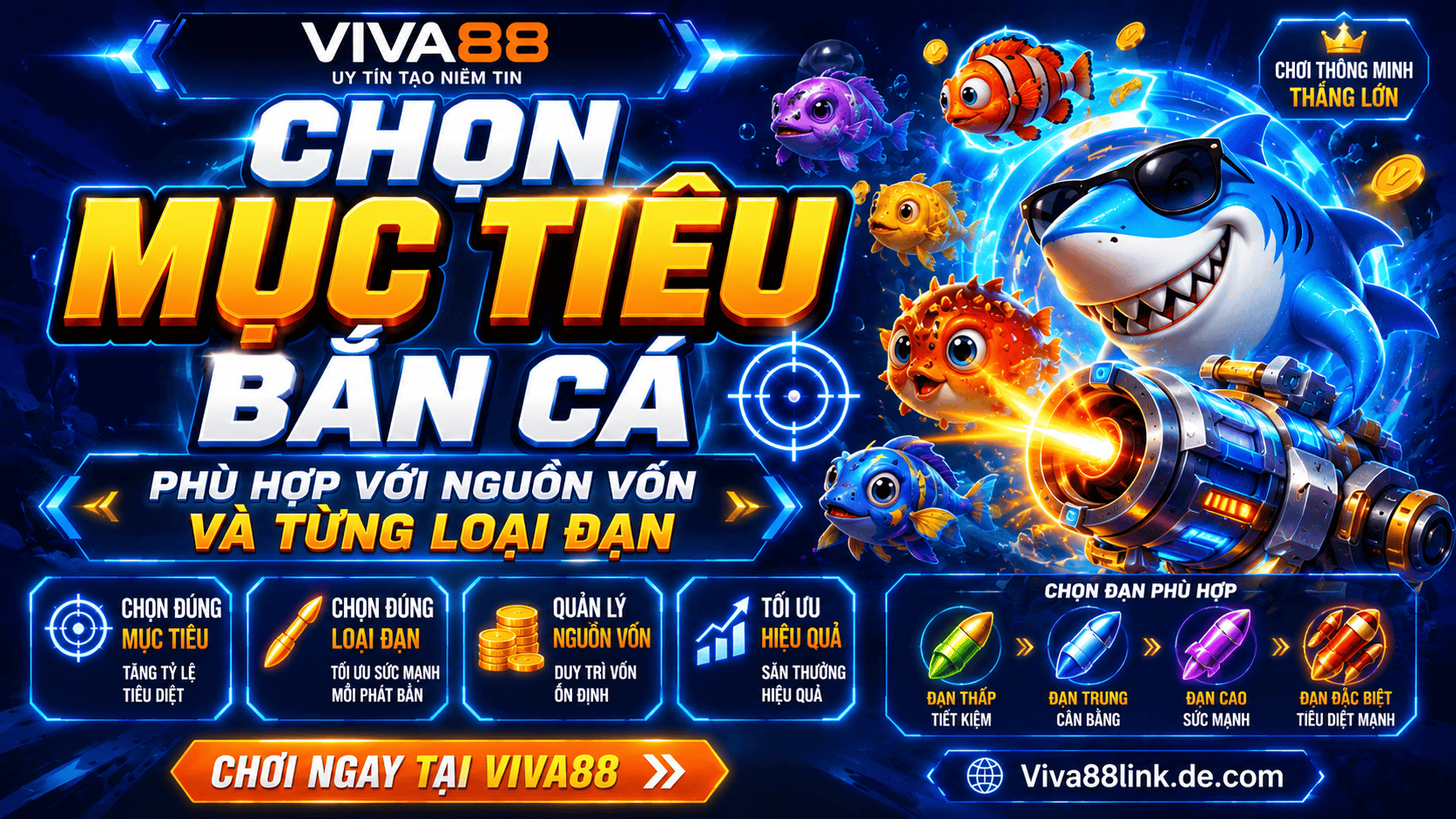 Người chơi cần biết cách chọn mục tiêu bắn cá phù hợp với nguồn vốn và từng loại đạn Người chơi cần biết cách chọn mục tiêu bắn cá phù hợp với nguồn vốn và từng loại đạn